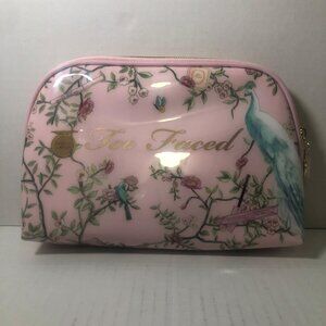 NEW Too Faced Peacock Pink Make Up Bag